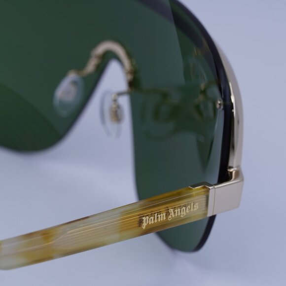 Palm Angels PERI10I KING 2455 Sunglasses Havana Gold Shield Frame, Green Lenses - Picture 6 of 11